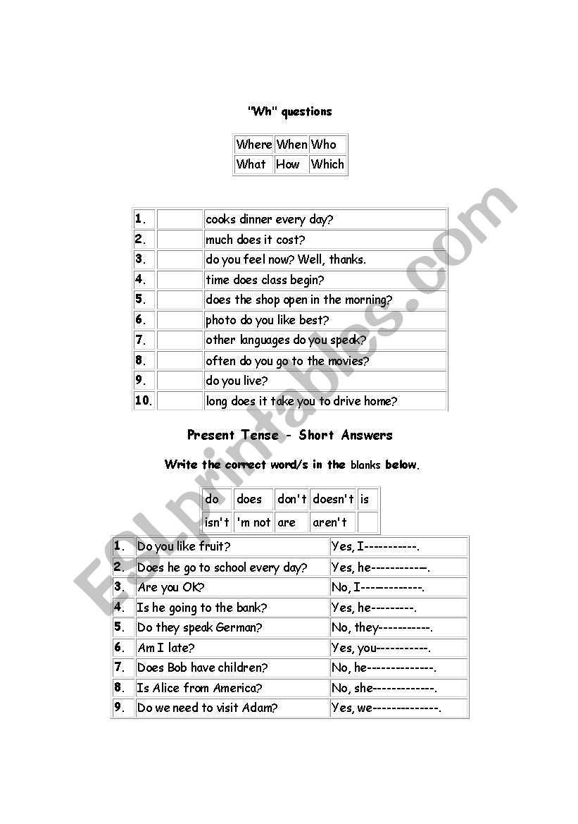 grammar revision worksheet