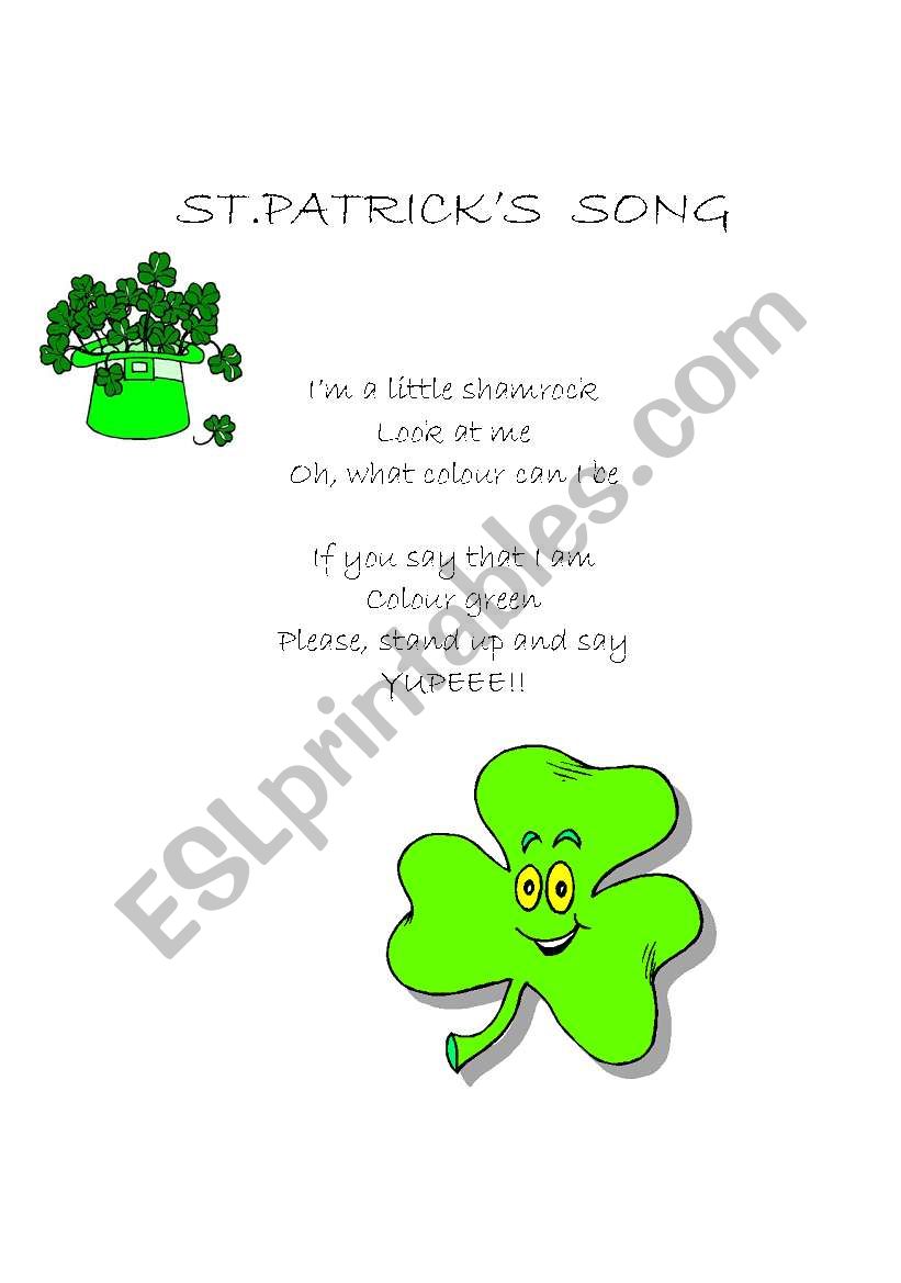 Saint Patricks song worksheet