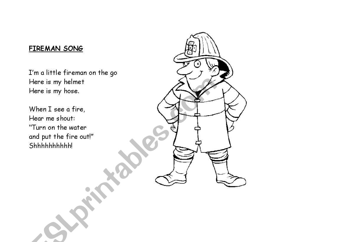 THE FIREMAN SONG worksheet