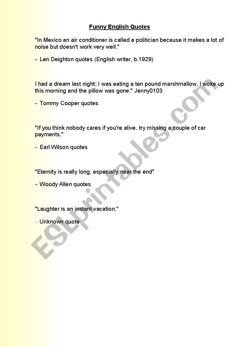 english english quotes worksheet