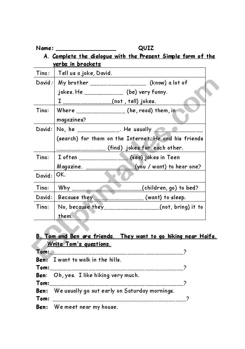 Present Simple-Quiz worksheet