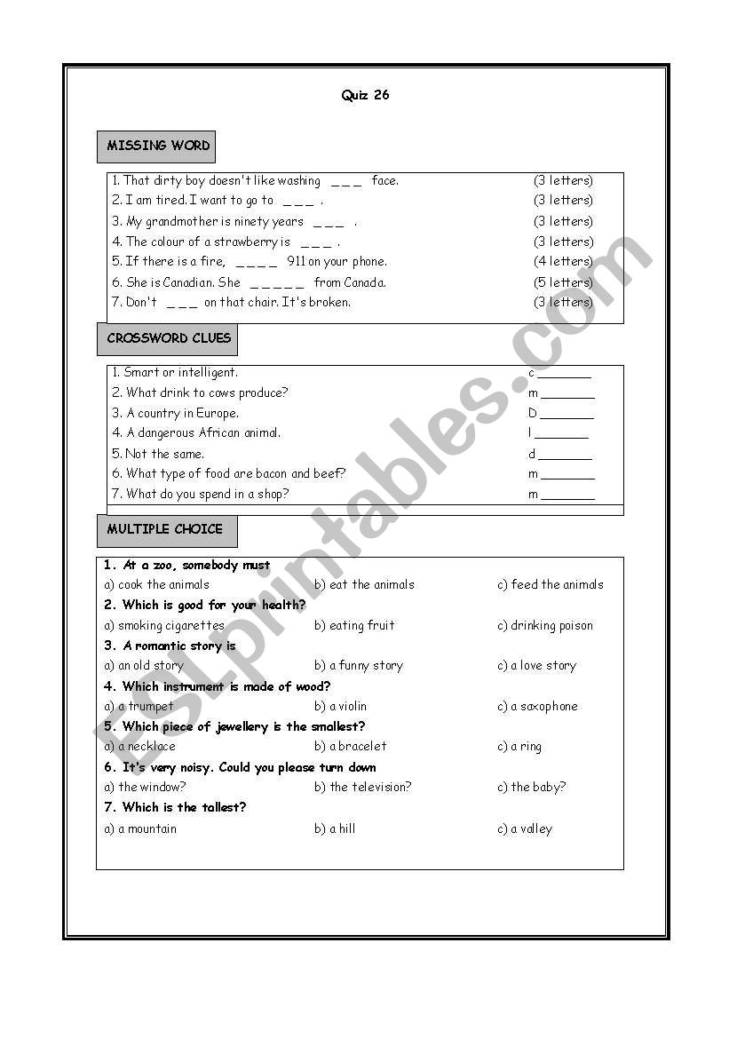 Quiz 26-30 worksheet