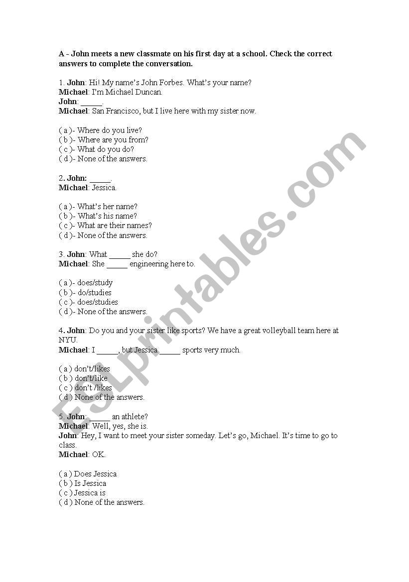 TEST worksheet