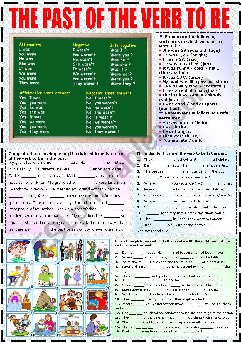 THE PAST OF THE VERB TO BE worksheet