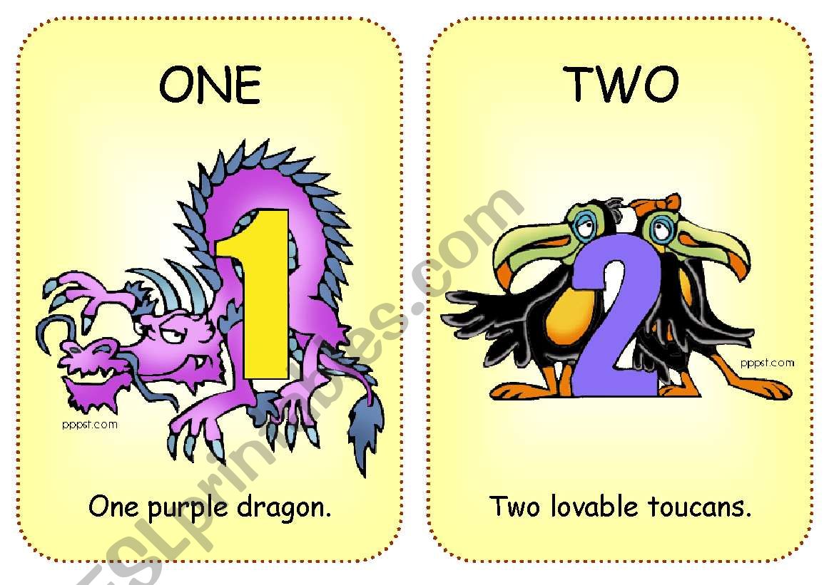 Number Flashcards (1 to 5) worksheet