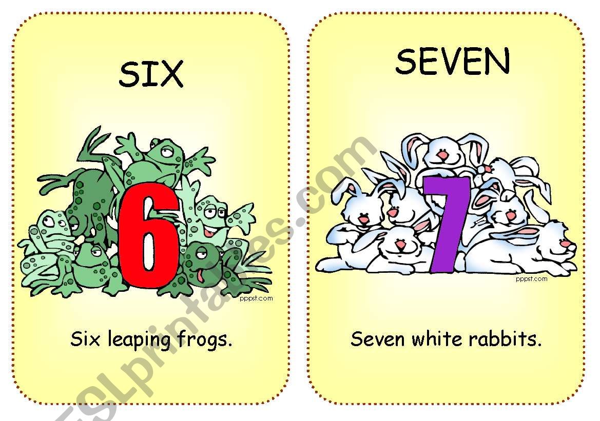 Number Flashcards (6 to 10) worksheet