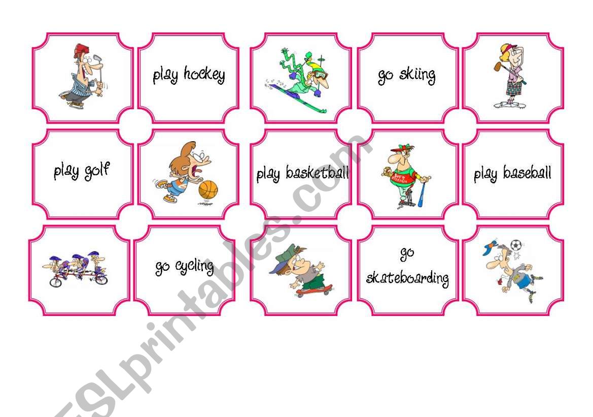 SPORTS with DO, GO or PLAY MEMO CARDS part 1 of 2