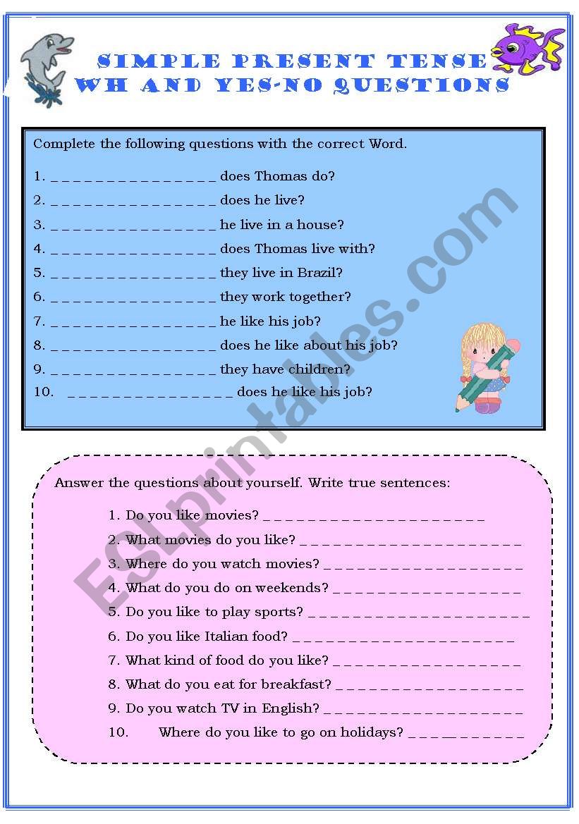 SIMPLE PRESENT TENSE - WH AND YES-NO QUESTIONS 