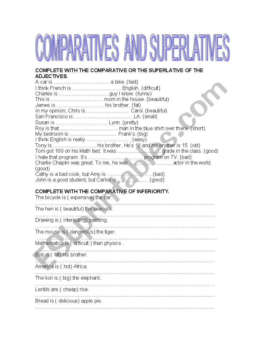 COMPARATIVES  worksheet