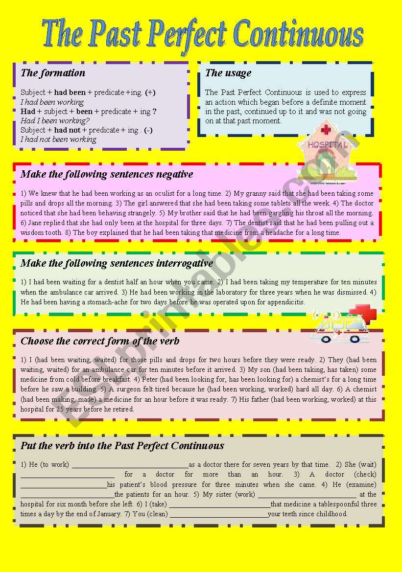 The Past Perfect Continuous worksheet