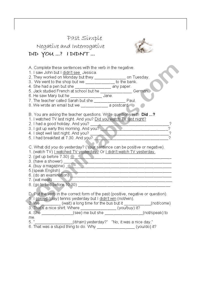 simple past  worksheet