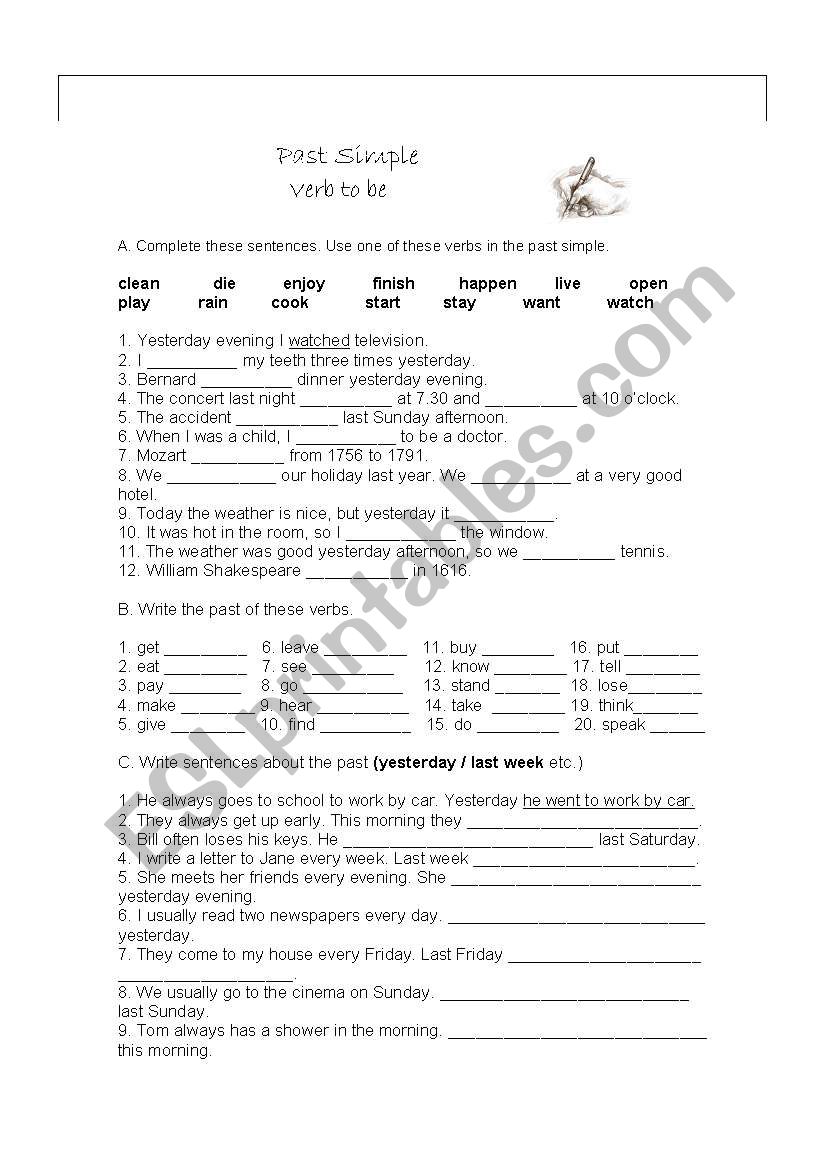 past simple worksheet