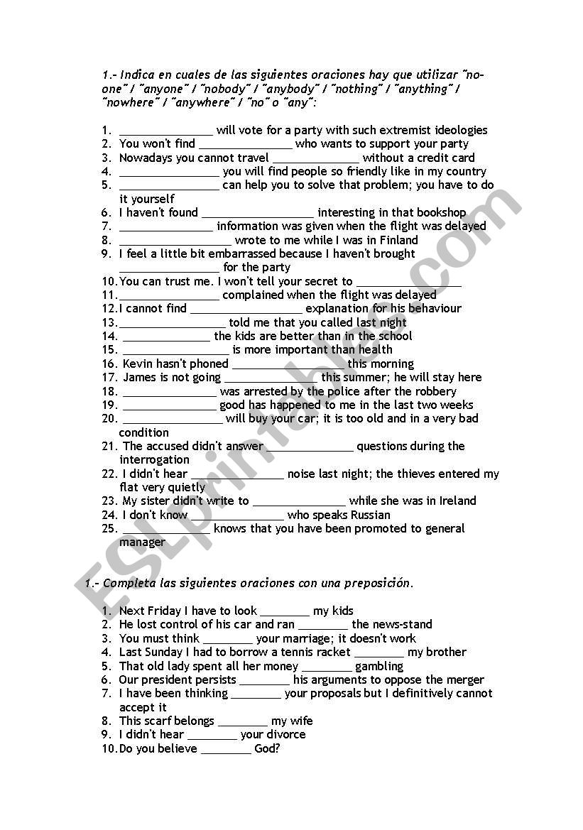 Practice exercises worksheet