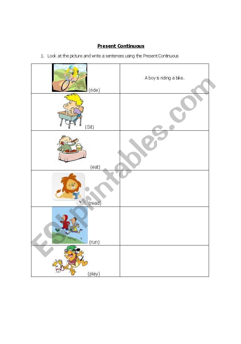 Present Continuous - Write sentences