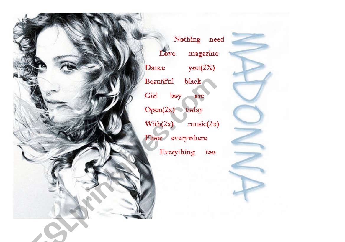 Vogue - Madonna (Key) worksheet