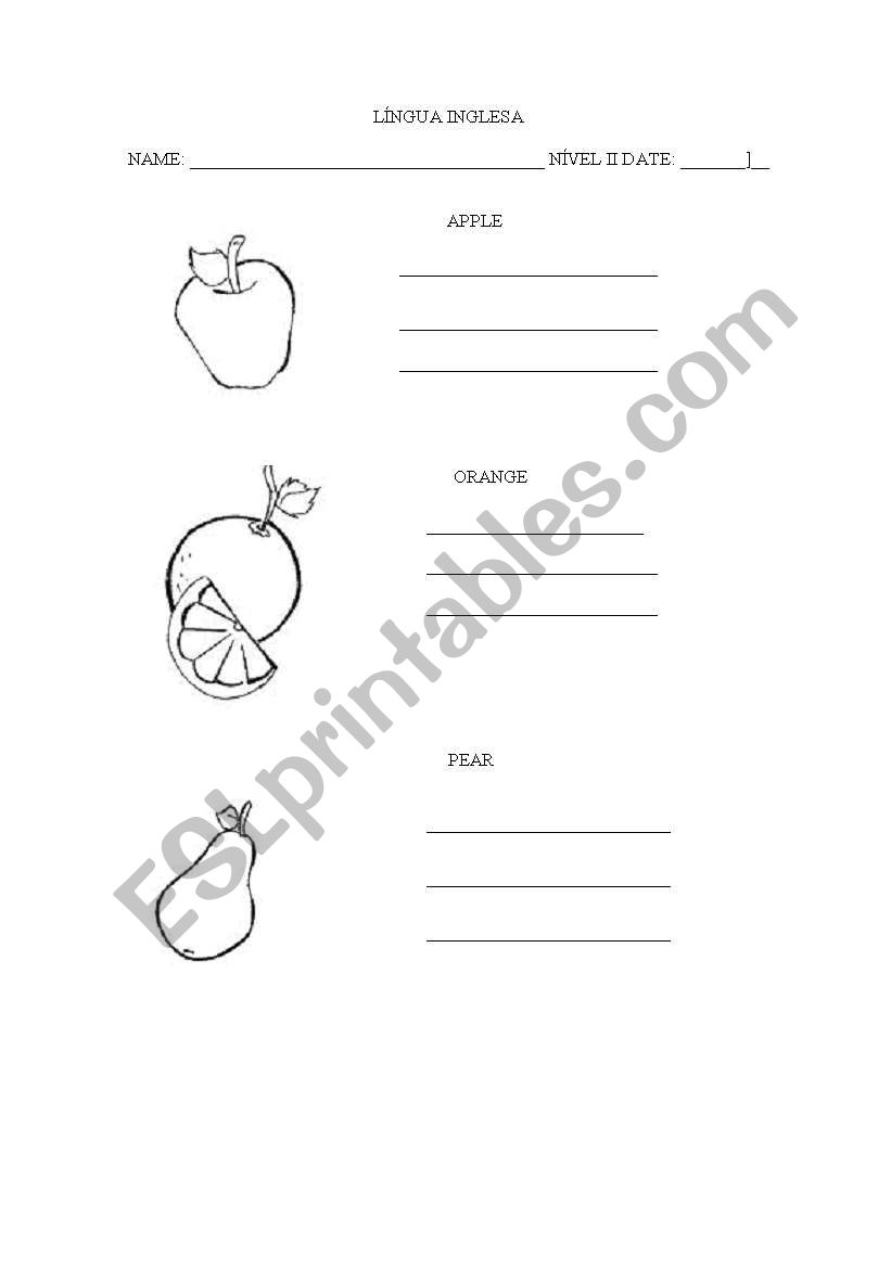 Fruits worksheet
