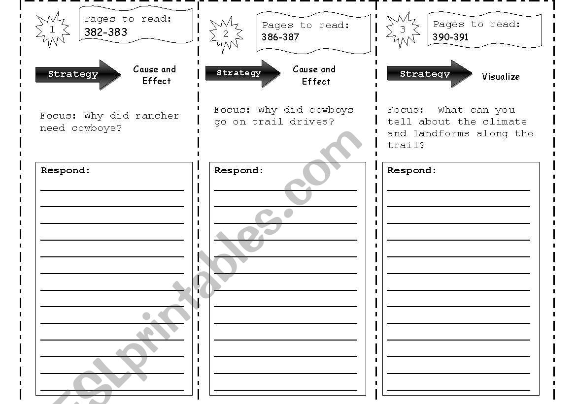 Reading Trifold worksheet