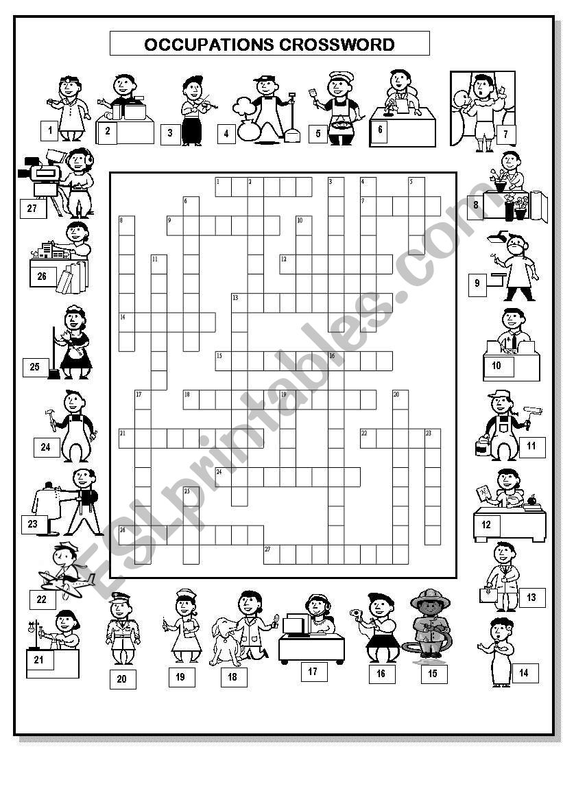 OCCUPATIONS CROSSWORD worksheet