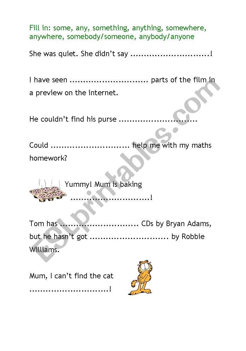 Some or any (+compounds) worksheet