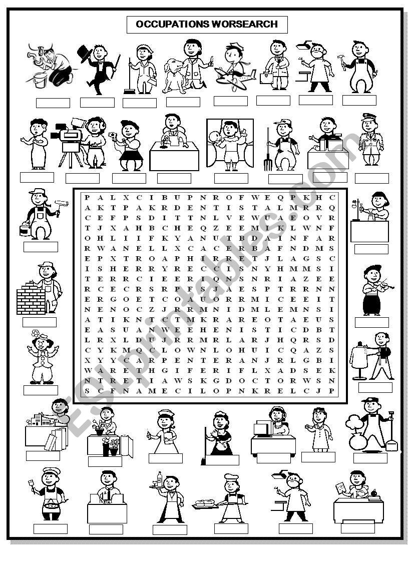 OCCUPATIONS WORDSEARCH worksheet