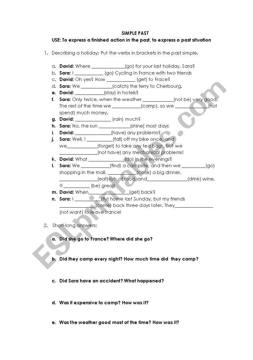 simple past worksheet