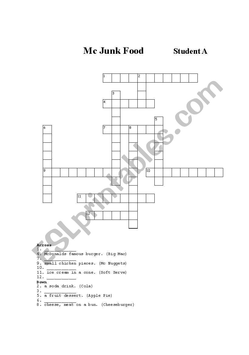 Half A Crossword... McJunk Food