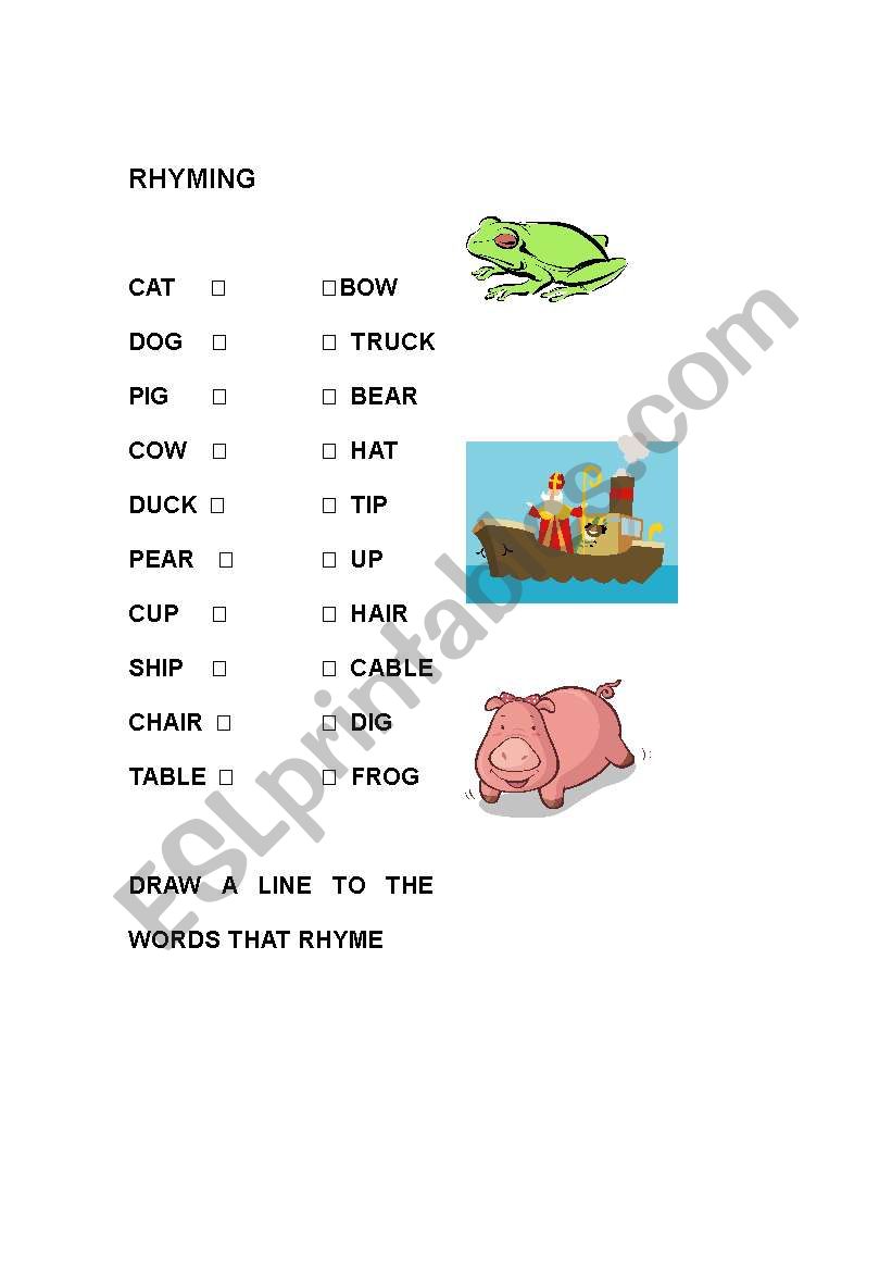 Rhyming worksheet