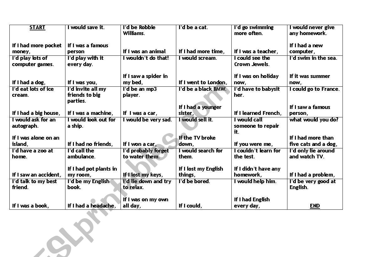 if sentences domino game worksheet