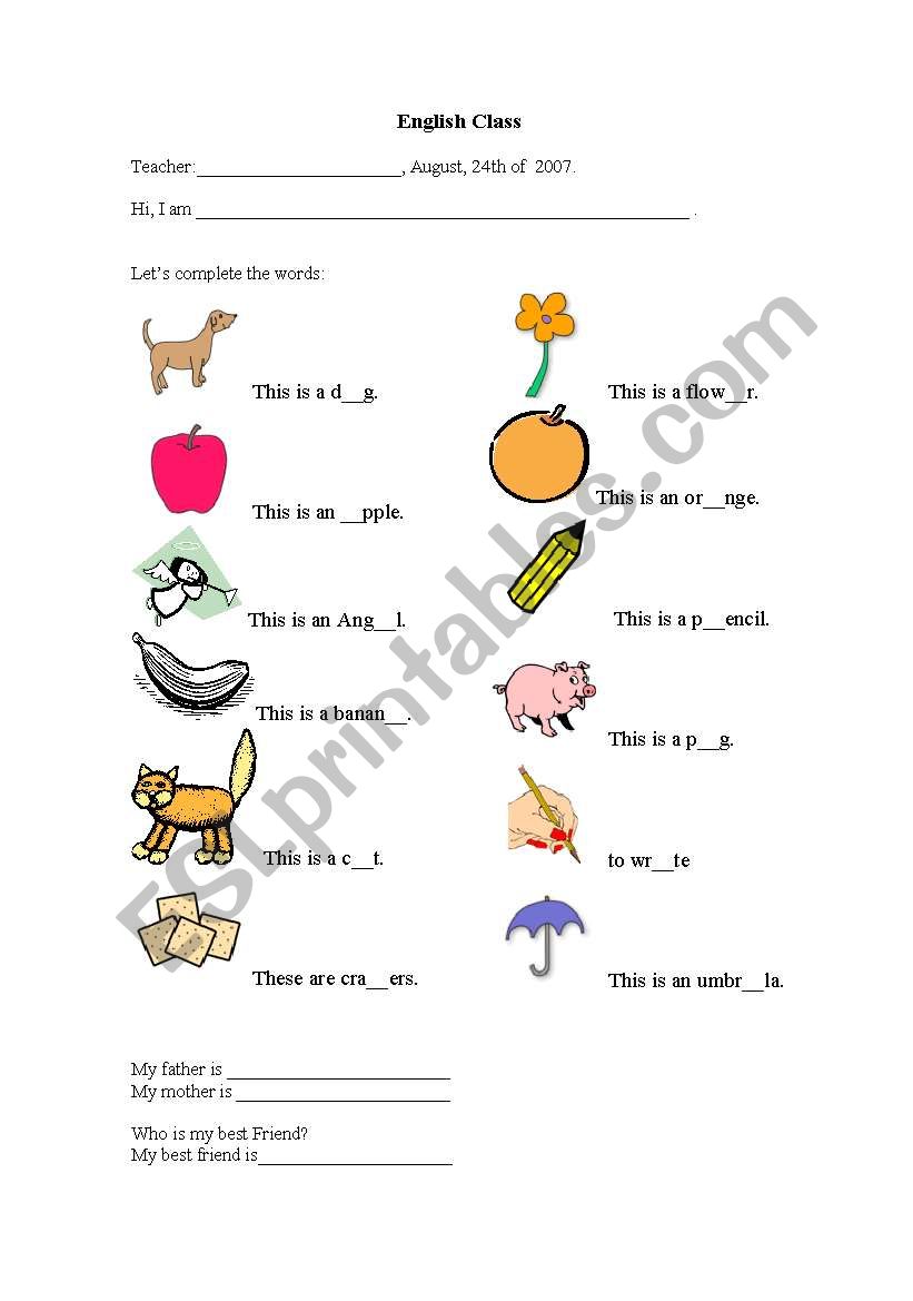 Activity for beginners worksheet