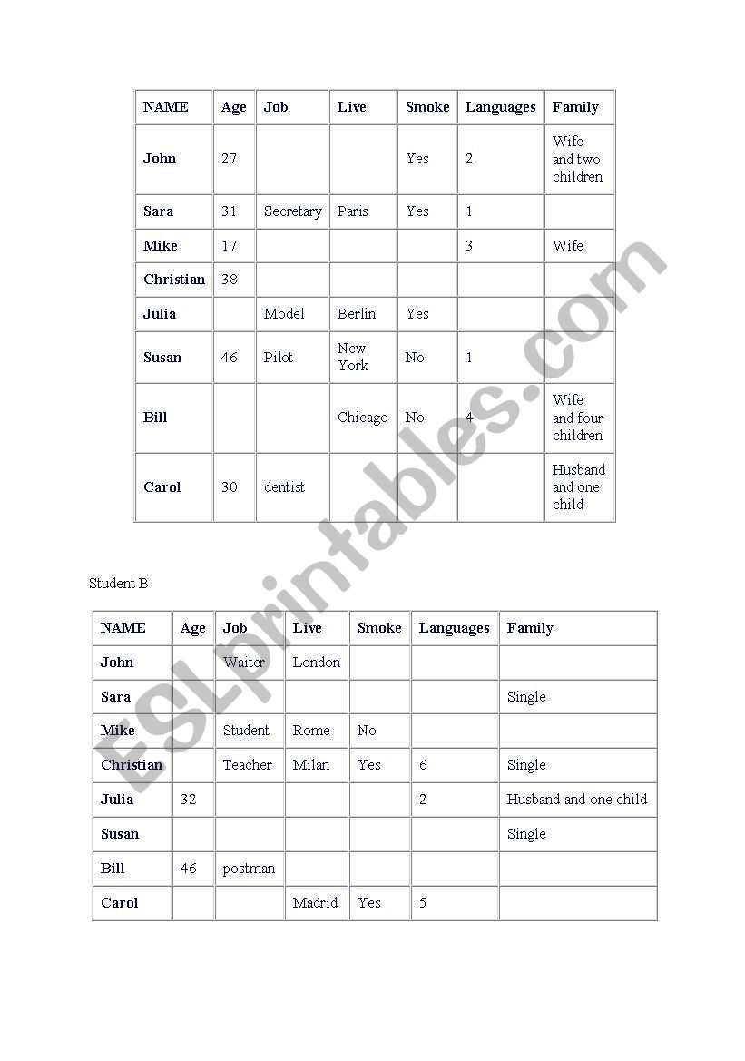 name game worksheet