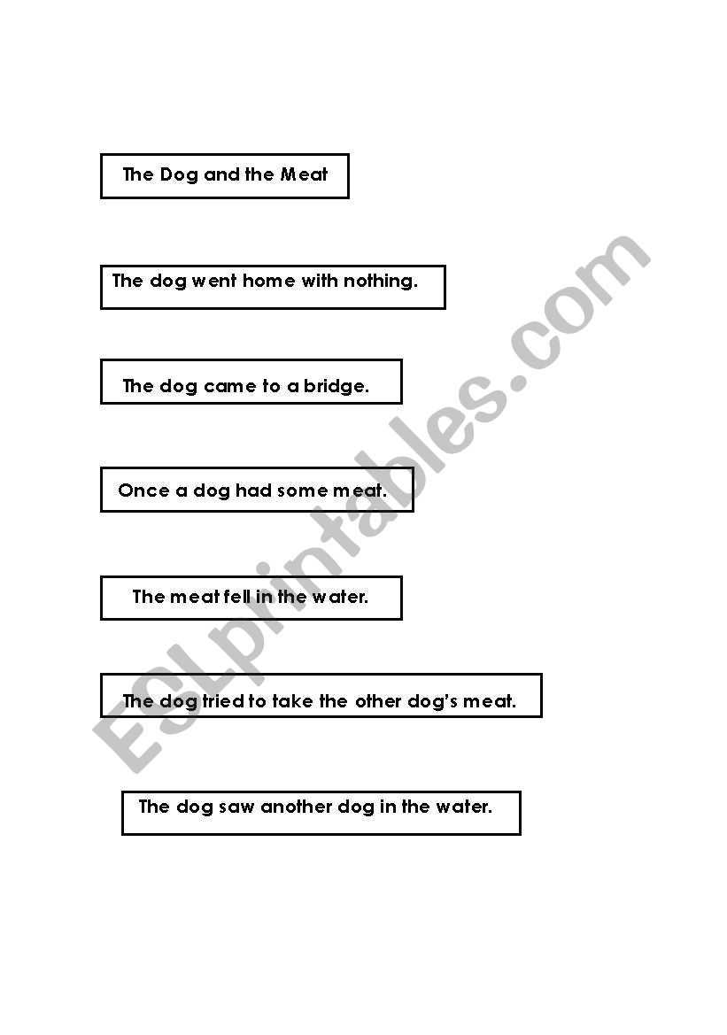 the dog and the meat worksheet
