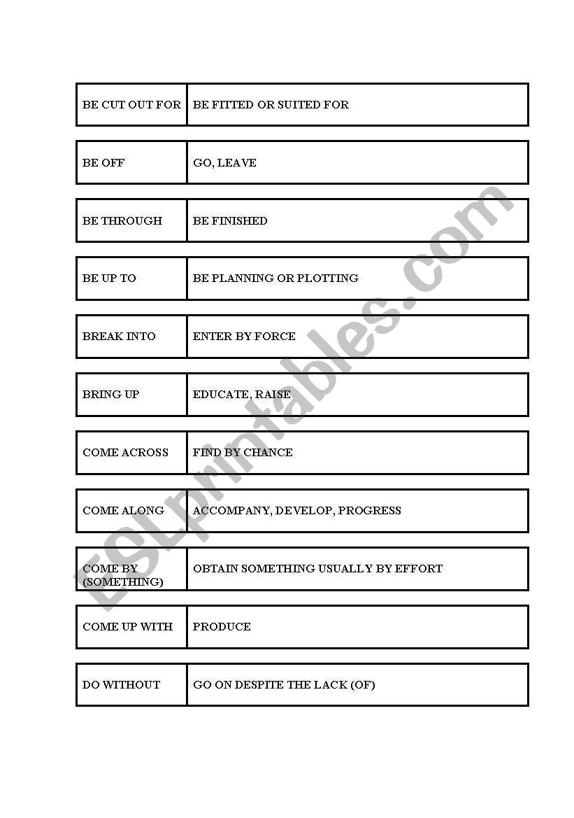 Phrasal Verbs worksheet