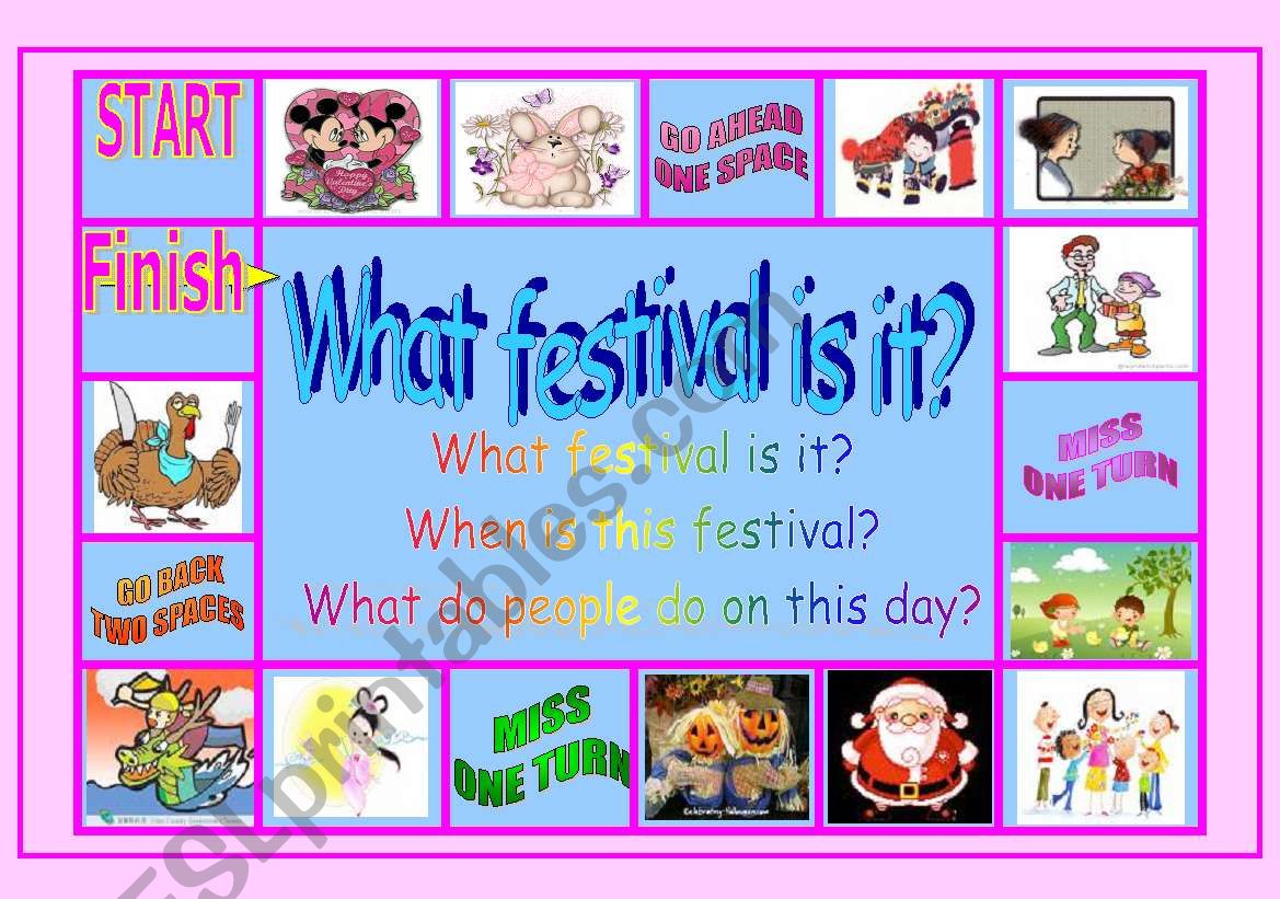festival--board game worksheet