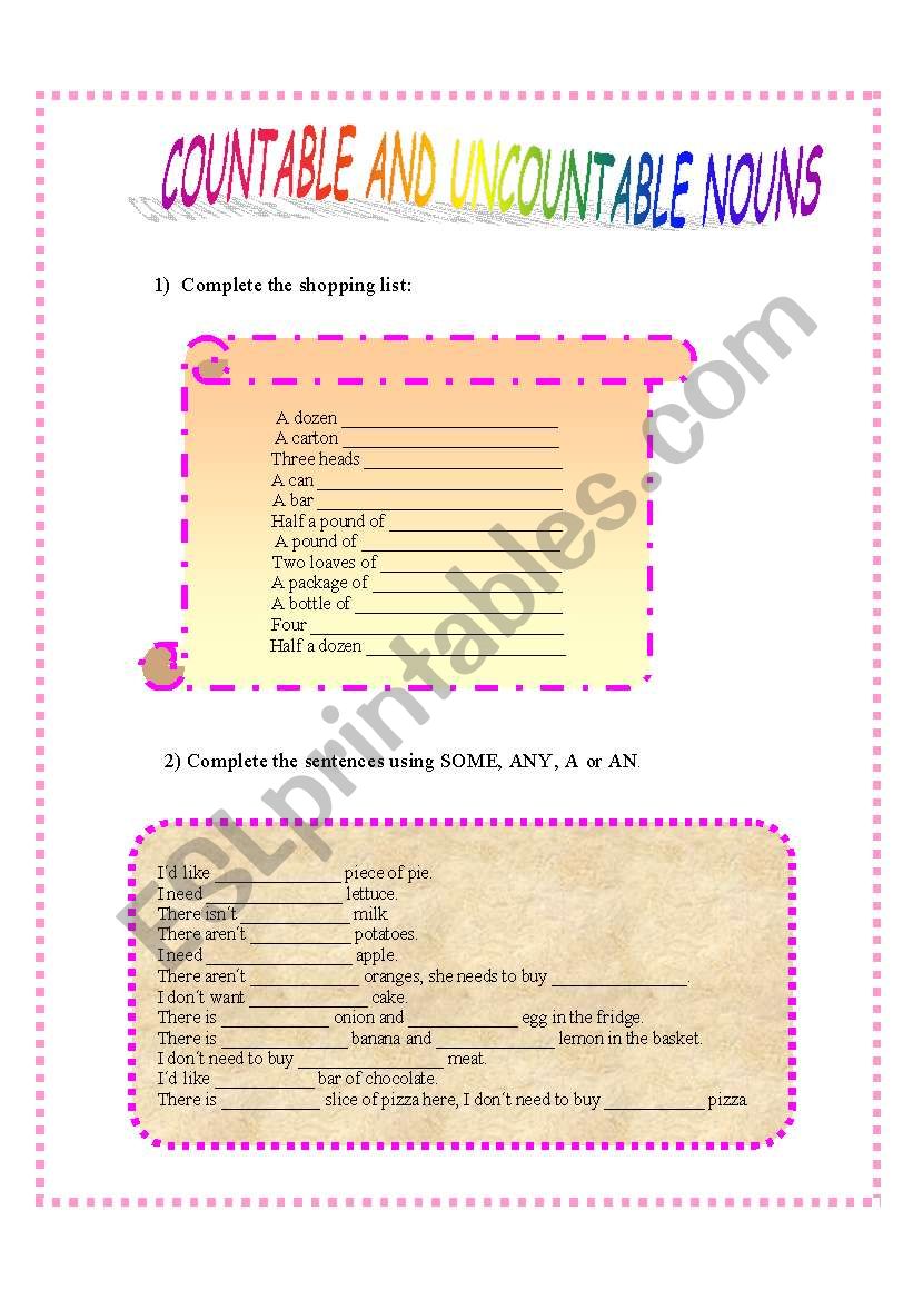 Countable and Uncountable Nouns