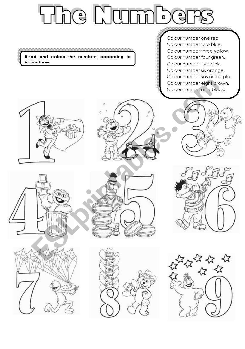 Numbers and Colours I worksheet