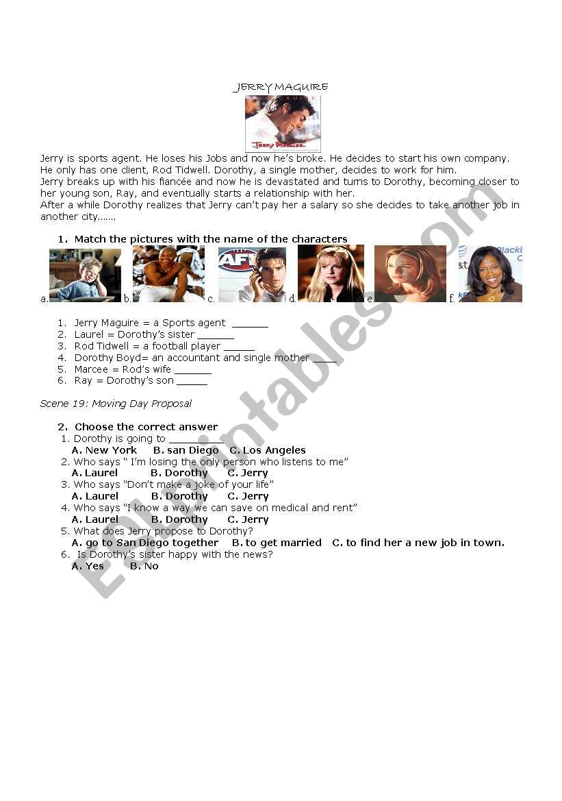 Jerry Maguire worksheet