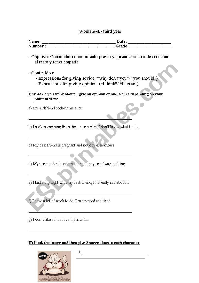 giving advice worksheet