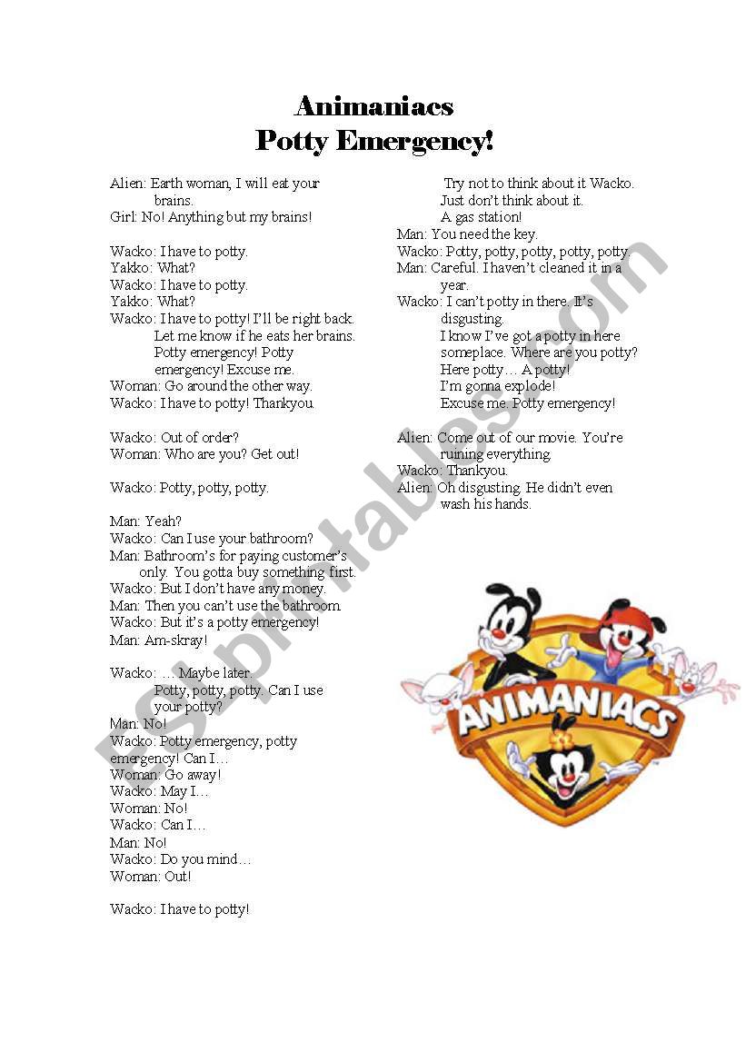 Animaniacs: Potty Emergency worksheet