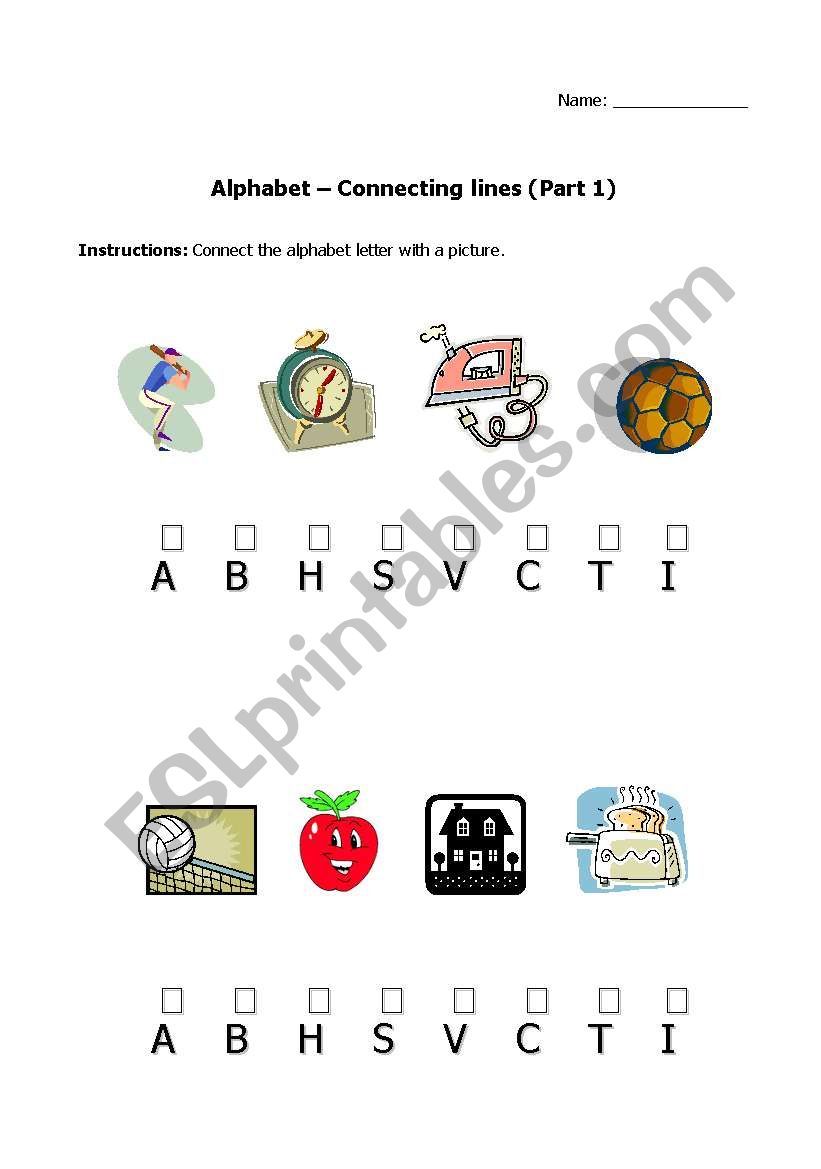 Alphabet - Connect the lines worksheet