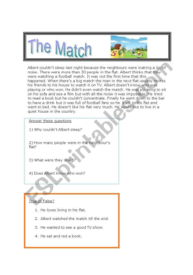 THE MATCH worksheet