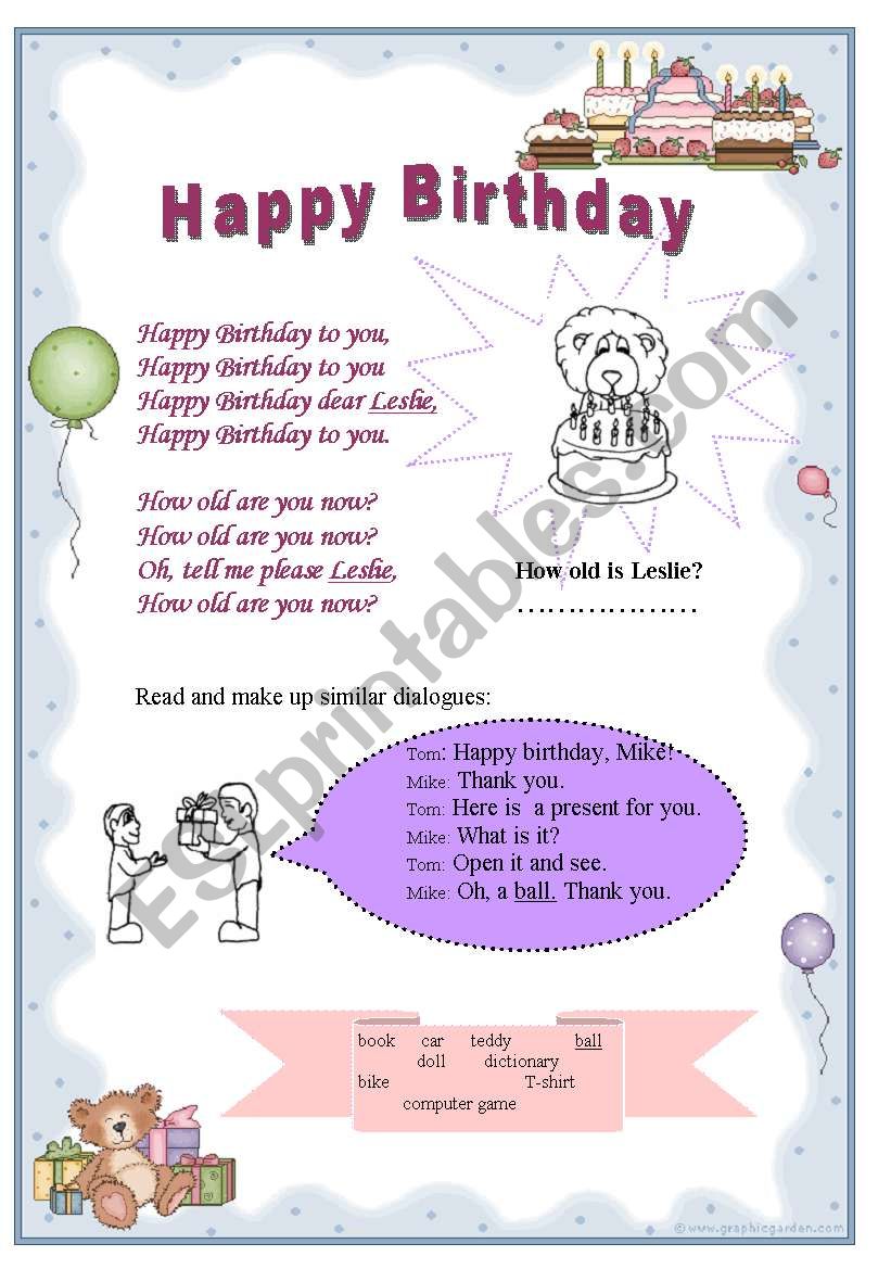 Happy Birthday - ESL worksheet by Timar Marika