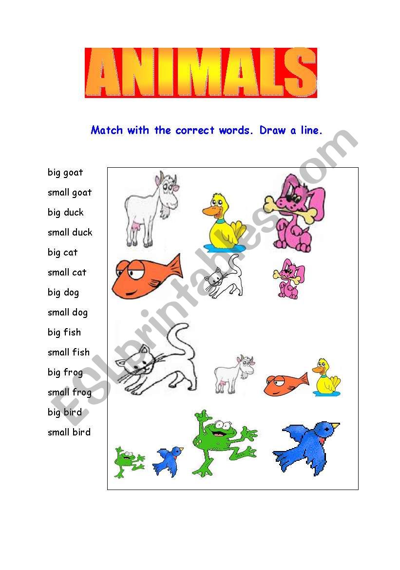Animals Matching worksheet