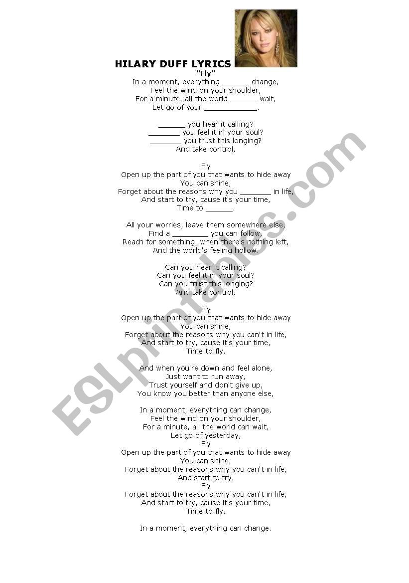 Song by Hillary Duff worksheet