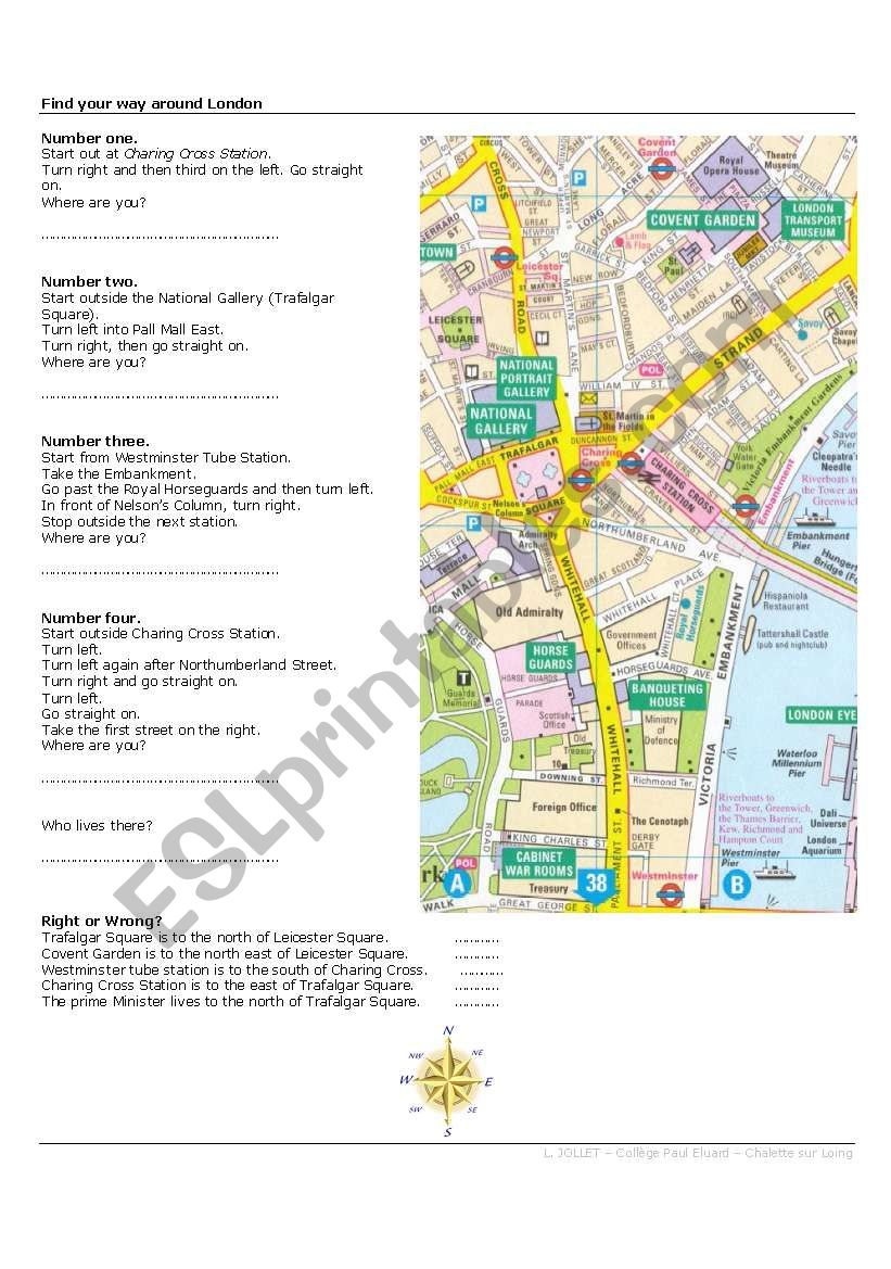 Find your way around London worksheet