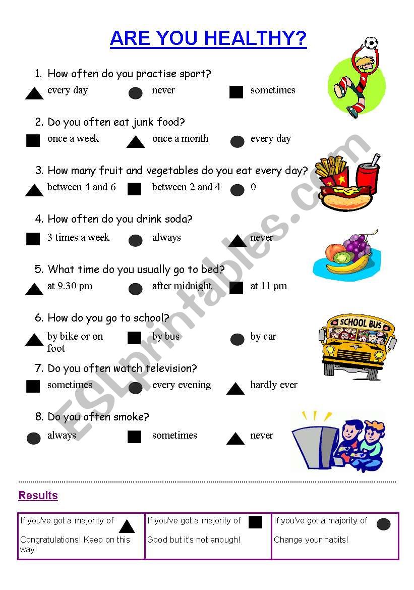 Are you healthy? worksheet
