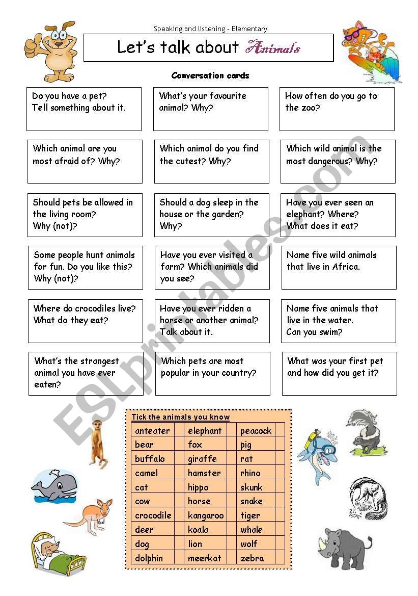 Lets talk about ANIMALS worksheet