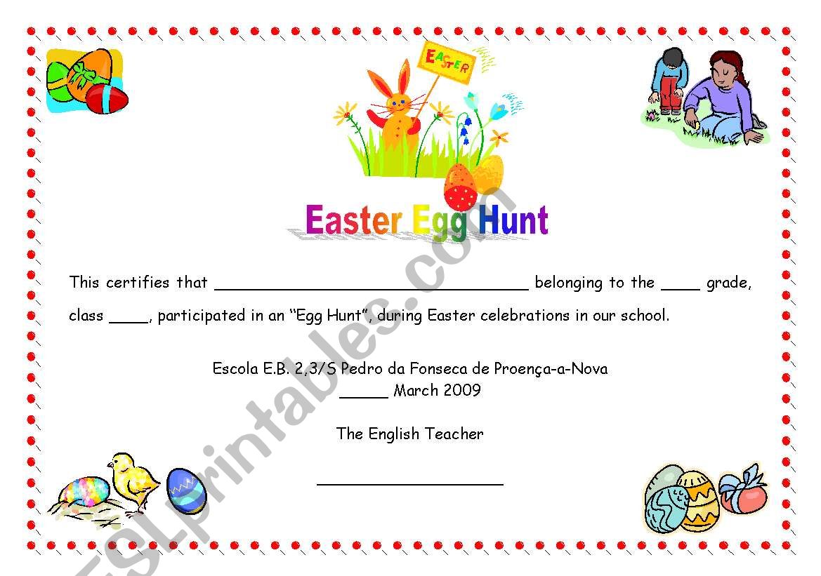 Easter Egg Hunt certificate (07.05.09)
