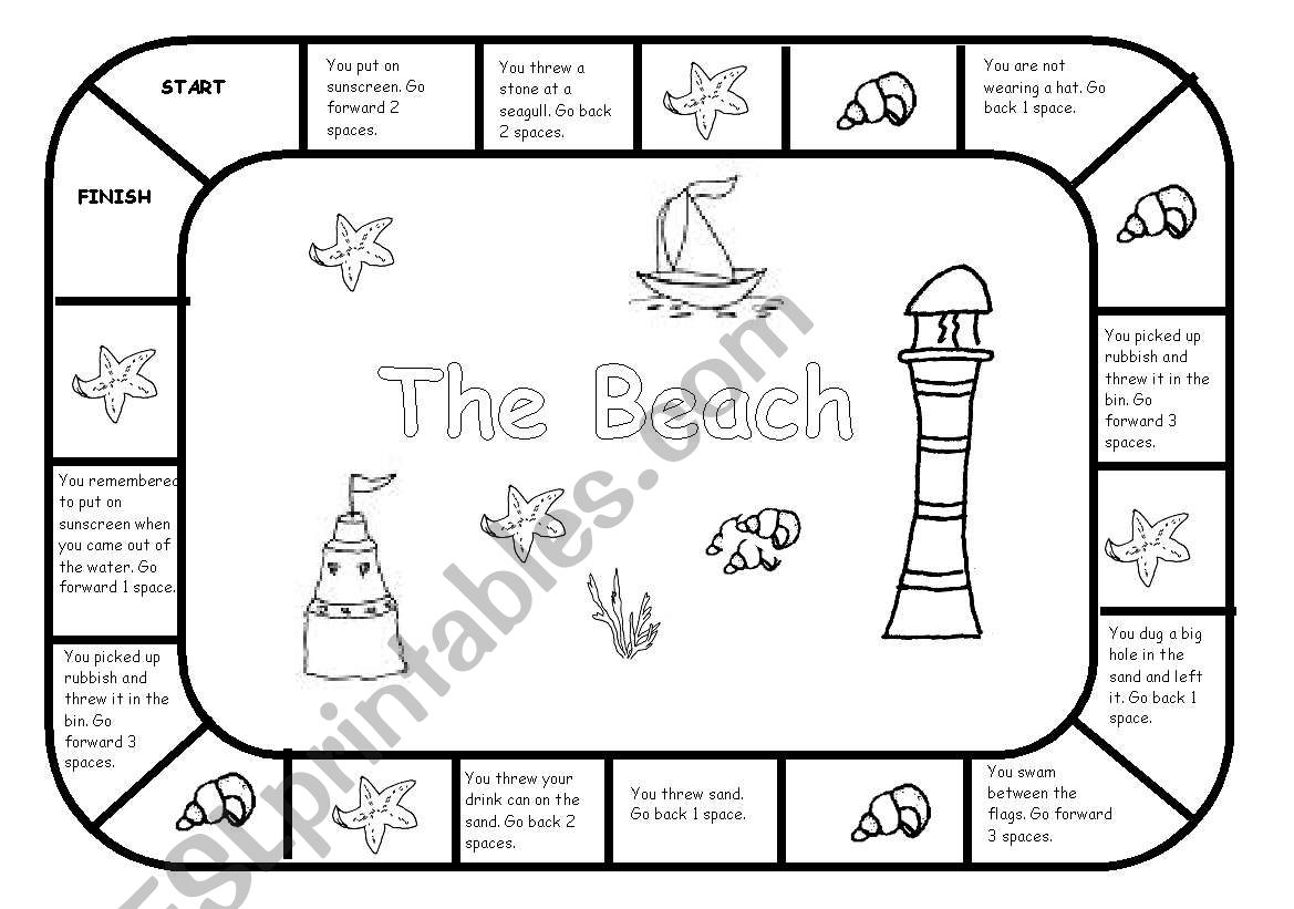 Summer - board game worksheet