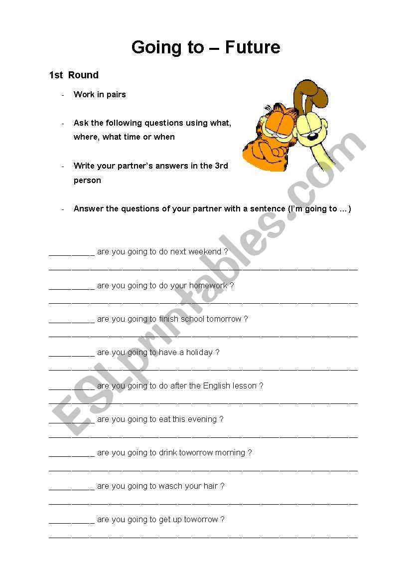 Going to Future - Pair Work  worksheet