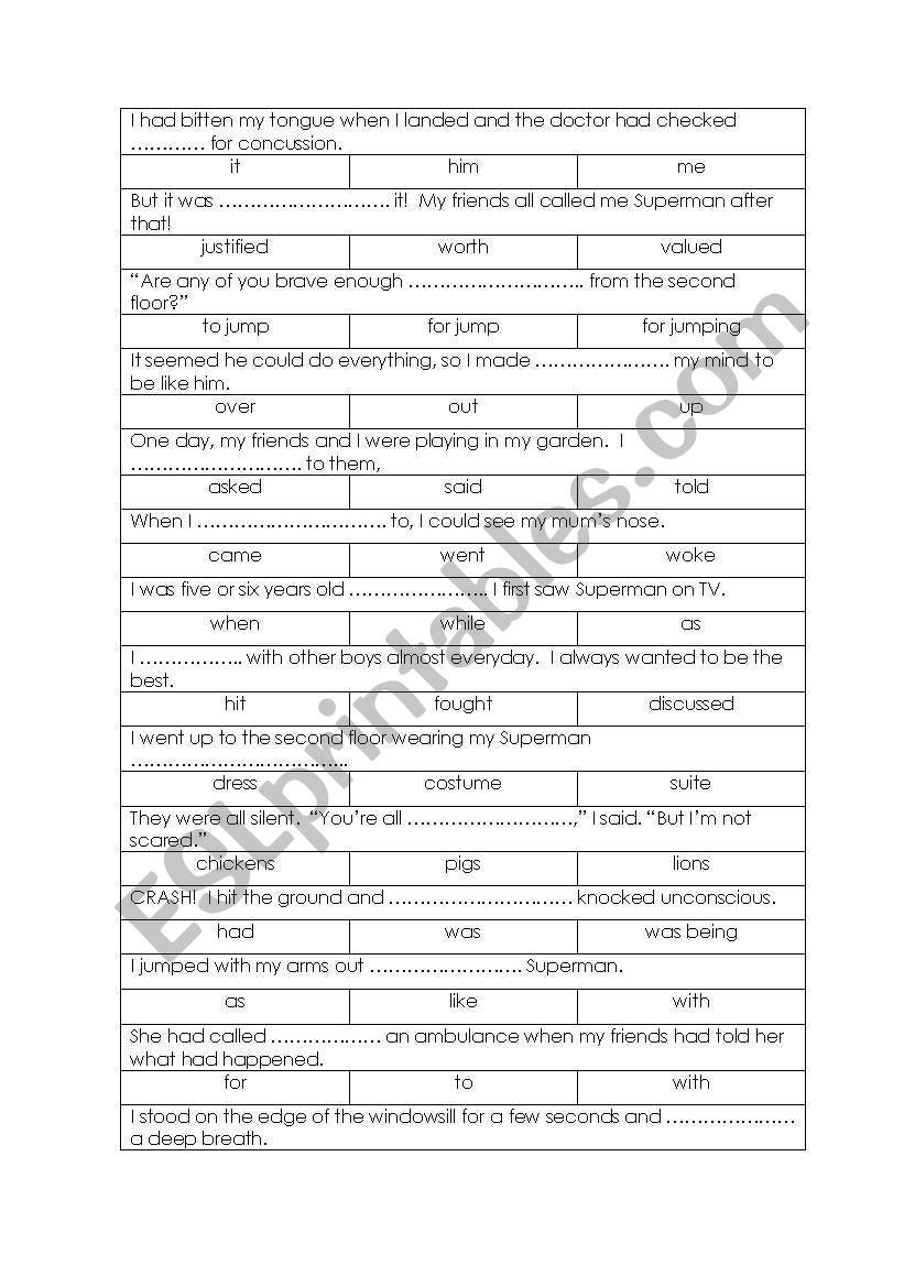 Superman for FCE worksheet